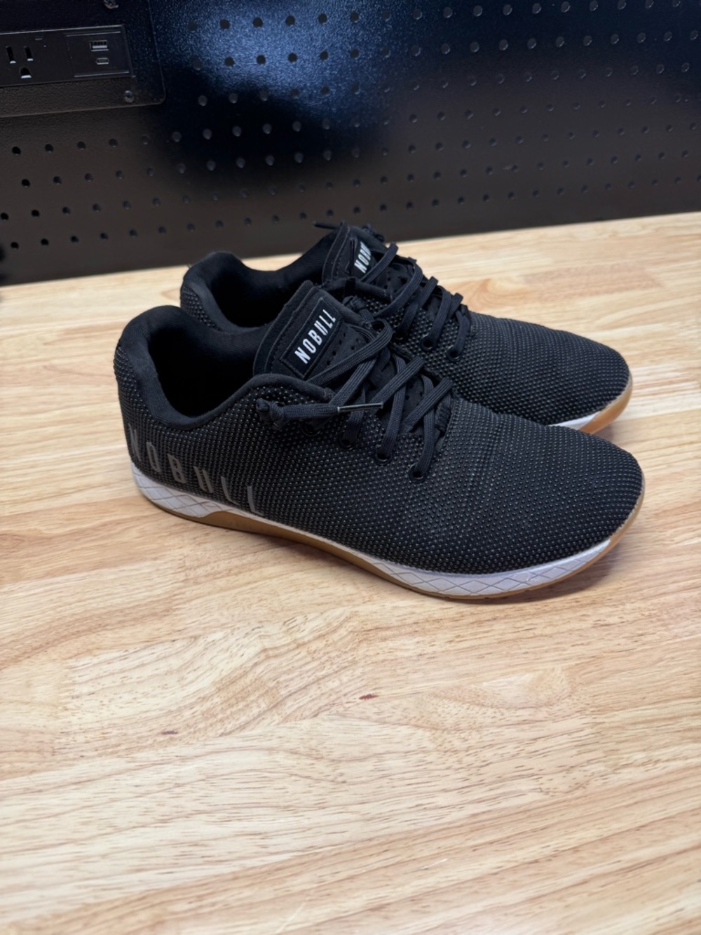 NOBULL Men’s Black Knit Training Sneakers with Gum Outsole
